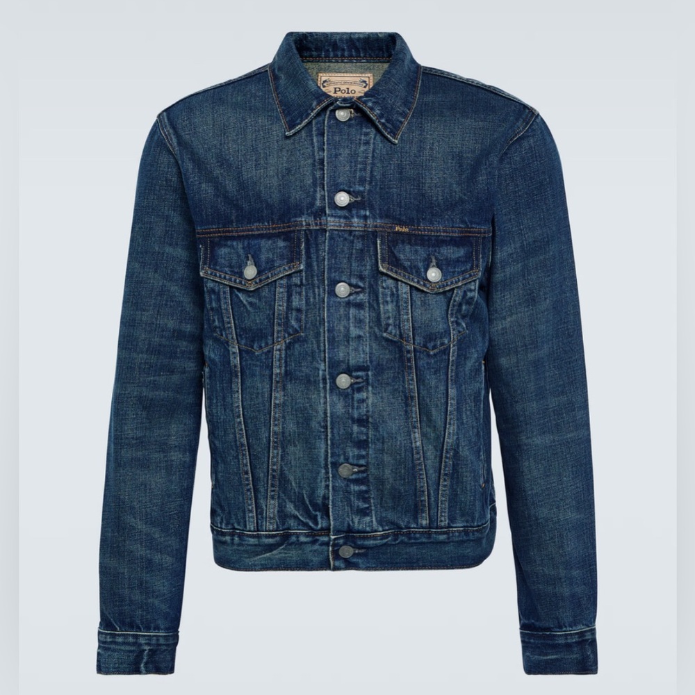 Ralph Lauren Polo Men’s Medium Blue Denim Trucker Jean Jacket Classic Fit